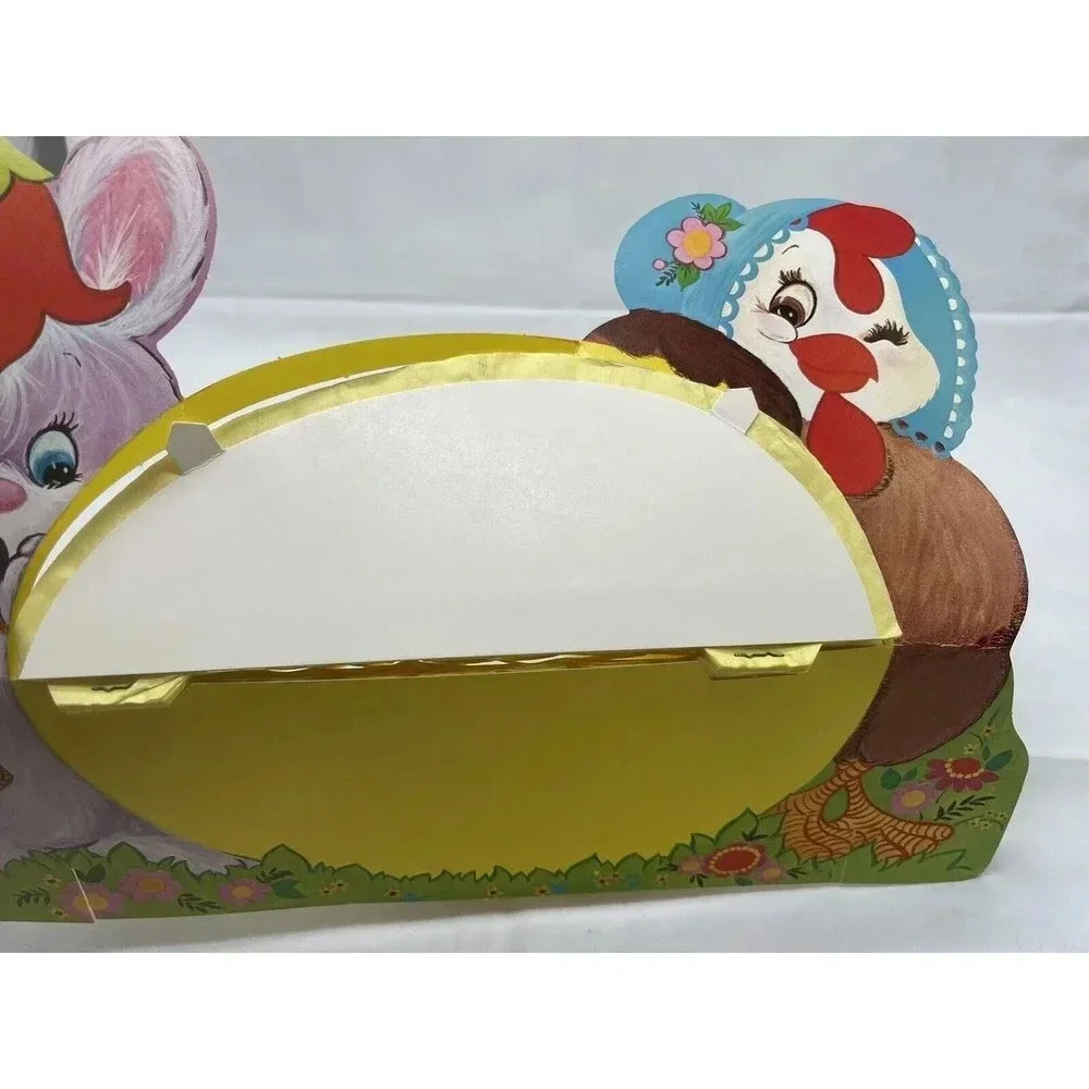 Vintage 1970s Peck Easter Diecut Hen and Bunny Honeycomb Egg Decoration